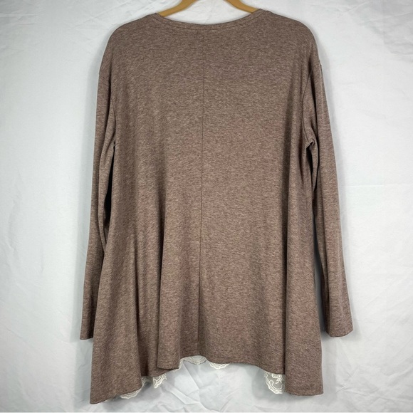 Women’s Lace Long sleeve A-line Tunic Top Taupe - Picture 5 of 7